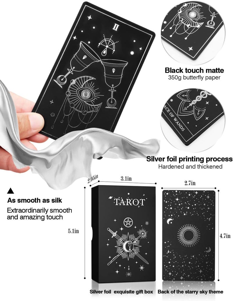 WJPC Silver Foil Tarot Cards with Guide Book Set&Gift Box for Beginner& Expert. Original Design Tarot Decks, Tarot Cards Decks - Image 4